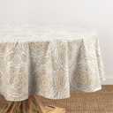 Elrene Home Fashions Savannah Boho Paisley Water- and Stain-Resistant Vinyl Tablecloth with Flannel Backing, 70 Inches X 70 Inches, Round, Taupe