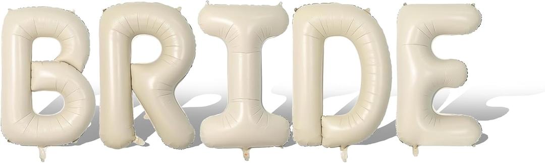 40inch Bride Balloons - Jumbo Nylon Bride to Be Balloons for Bridal Wedding Shower Bachelorette Wedding Party Decorations and Engagement Party Supplies Beige