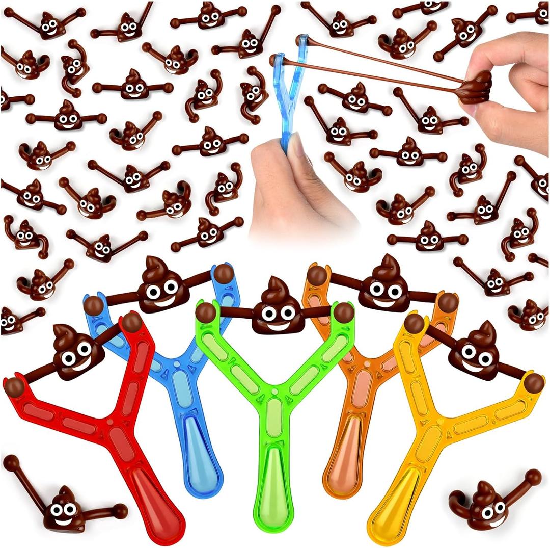 KXCOFTXI 120 Pcs Finger Slingshot Novelty Toys, Toy Poop for Halloween, Fake Poop for Novelty Toys and Amusements, Halloween Poops Rubber Spoof Toy for School Party, Friends Gathering