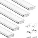 Muzata 5 Pack 3.3FT Silver Recessed LED Channel Milky White Cover U127 WW, 104.14 cm