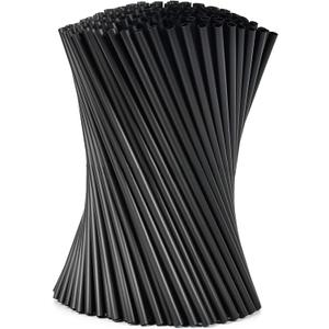 Plasticless 100 Pcs PLA Disposable Drinking Straws Corn Plant Based Biodegradable Straws, BPA Free Compostable Stir Sticks Black Reusable Straw Alternative to Plastic Straw for Party Drinks