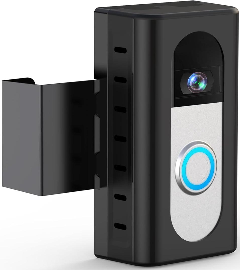 QIBOX Anti-Theft Video Doorbell Mount Compatible with Video Doorbell 4/3/3 Plus/2/1/(2020 Release), Adjustable No-Drill Mounting Bracket Wedge Adapter Holder Accessories for Home Rentals Office Room (Black)