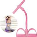 21 Fitness Resistance Bands-4 Tube Pedal Ankle Puller, New Elastic Yoga Pedal Puller Stretch Band for Exercise, AB Training Auxiliary Device Sit Up Exercise Equipment for Women Men (Pink)