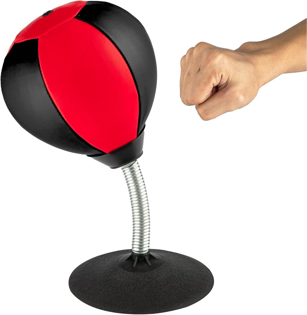 Stress Buster Desktop Punching Bag - Suctions to Your Desk, Heavy Duty Stress Relief Ball, Funny Gifts for Boss or Coworker, Perfect for Kids and Adults, Easter (Red/Black)