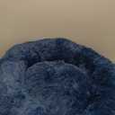 Bedsure Calming Dog Bed for Medium Dogs - Donut Washable Medium Pet Bed, 30 inches Anti-Slip Round Fluffy Plush Faux Fur Cat Bed, Fits up to 45 lbs Pets, Navy