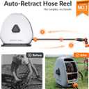Giraffe Tools Retractable Heavy Duty Hose Reel, 5/8" x 92FT Automatic Rewind Garden Hose Reel with 360 Swivel Base, Ground Mounted for Lawn, Patio, Concrete Floor & Yard Watering