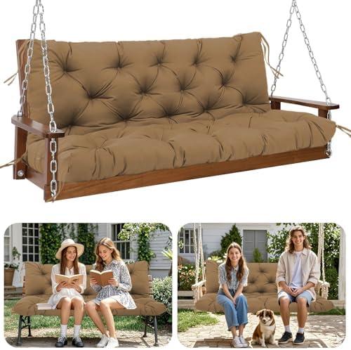 HZMGPCM Premium 5" Thick Waterproof Outdoor Swing Cushions Sturdy Durable 2-3 Seat Replacement Porch Swing Cushions with Backrest&Ties Bench Cushion for Outdoor Furniture Backyard Patio