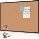 Cork Board Bulletin Board 48 x 36, Black Wood Framed Corkboard, Office Board for Wall, Large Notice Pin Board, 46" x 32"