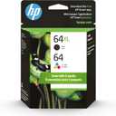 HP 64XL/64 Black High Yield and Tri-Color Standard Yield Ink Cartridges, 2/Pack