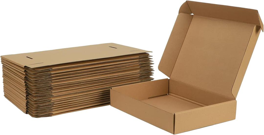 Trwcrt Shipping Boxes 11x8x2 Set of 20, Corrugated Cardboard Box for Packing Small Business, Brown