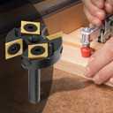 CNC Carbide Insert Surfacing Router Bit 1/4" Shank, 1-1/4"Cutting Diameter, 4-Wing Anti-Vibration Design, Tialn-Coated Replaceable Blades, Woodworking Exclusive Planing Bit