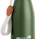 Mollcity Kids Water Bottle-9 oz Stainless Steel Vacuum Insulated Water Bottle for Kids for School, Leak Proof Cola Shape Travel Small Water Bottle for Boys (Grass Green)