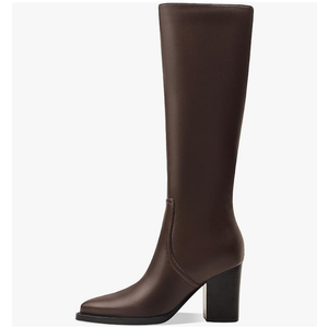Womens Knee High Boots Retro Chunky Heel Pointed Toe Pull On Classic Knee High Boots for Women Girls Ladies Retro Tall Boot Winter Fall Fashion Boot 10M