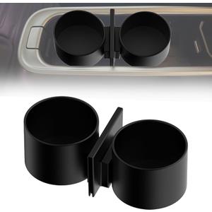 Dual Cup Holder Insert Compatible with ID.Buzz Buzz Box | 84mm (3.31") Wide Holders Fit Most Cups, Holds 2 Cups or Water Bottles, No Tools Needed（Black）