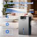 KeepGlad Dehumidifier, 98OZ Dehumidifiers for Home(1000sq.ft), Humidity Display Dehumidifier for Basement Bathroom Bedroom, Auto Shut Off, Washable Filter, Drain Hose, Timer, 7 Ambient Lights, Gray