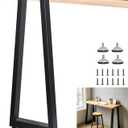 36 Inch Metal Bar Table Legs Trapezoid, Heavy Duty Industrial Style Counter Height Table Legs with Adjustable Feet Pads, DIY Kitchen Island Standing Desk, Set of 2, Black, H36" T