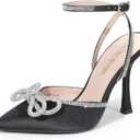 DREAM PAIRS Women's High Heels Destiny Closed Toe Strappy Heels Sexy Rhinestone Ankle Strap Pumps Wedding Bridal Party Dress Shoes (9, Black)