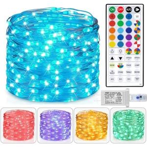 Fairy Lights USB Plug in 33ft 100LEDs with Remote, Warm White 20 Color Changing Light Twinkle Firefly String Lights for Bedroom Party Wedding Christmas Tapestry, Multicolor Colors (USB&Plug)