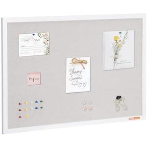 VEVOR 36"x24" White Cork Board with Linen Surface – Stylish Wall-Mounted Bulletin Board for Home, School, Office – Elegant & Functional Noticeboard