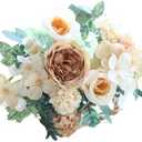 Floroom Artificial Greenery Stems Box Set, 22pcs with 8 Kinds of Faux Greenery Flowers Picks for DIY Bridal Bouquets Wedding Floral Arrangement Table Centerpieces, Green & Cream