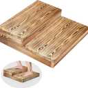 Wooden 2 Step Stool for High Beds, Moderate & Applicable 2-Step Stools for Seniors, Solid Wood steppingStool, Built-in Handle for Easy Carrying, 25.6" W (Extra Large)