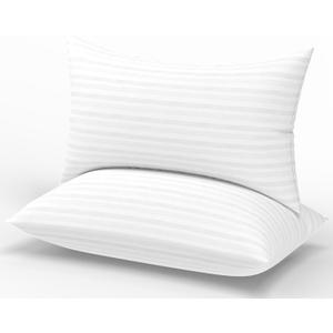 Bed Pillows Queen Size Set of 2 Hotel Collection Bed Pillow for Sleeping Queen Pillows 2 Pack for Back, Stomach or Side Sleepers Soft and Supportive Washable Pillows for Bedroom (White)