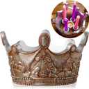 Nativity Advent Candle Holder 9.4 Inch Christmas Advent Wreath Candleholder Resin Nativity Advent 5 Candle Holder Centerpiece Christmas Holy Family Candlestick Christian Holders Xmas Supplies