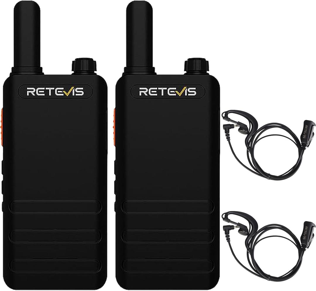 Retevis RT22P Walkie Talkies Long Range, Rechargeable FRS Two Way Radios with Earpiece for Adults, New Version of RT22(2.0), 1620mAh, USB-C, VOX, Handheld Small 2 Way Radio for Camping Gift(2 Pack)