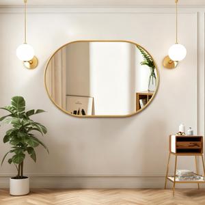 ZIHUASHENG Oval Bathroom Wall Mirror, Aluminum Frame, 20x30 Silver