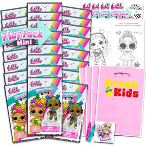 Mini Party Favor Set for Kids - 24 Grab n Go Play Packs with Coloring Pages & Stickers (Birthday Supplies)