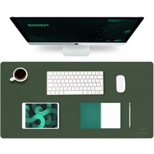 K KNODEL Large Office Leather Desk Mat, Mouse and Keyboard Pad, Computer and Laptop Mat, Desktop Protector and Cover, Writing Pad and Blotter (31.5"x15.7", Dark Green)