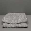 White Grey Curtains 84 Inch Length for Living Room Darkening 2 Panel Back Tab Pocket Linen Textured Modern Farmhouse Tree Branch Pattern Light Filtering 50% Blackout Silver Gray Long Drape for Bedroom