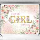 A Sweet Little Girl is on Her Way Banner Backdrop 2.1x1.5m Sweet Girl Baby Shower Photography Background Pink Floral Sweet Baby Shower Party Decorations Photo Booth Props