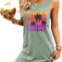 Summer Tank Dress for Women Casual Vacation Sundress Coconut Tree Graphic Beach Cover Up (Large, Light Green-m)