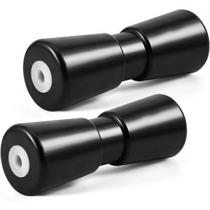 Frienda 2 Pack Heavy Duty Boat Trailer Roller 12in/10in Robust Rubber Bow Roller Boat Trailer Bow Stop Boat Trailer Accessories Replacement Boat Trailer Parts Black Rubber Shaft Keel (10 Inch)