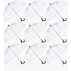Kacctyen 9 Pcs Kids Clear Umbrella Pack Transparent Bubble Umbrella with Easy Grip Handle Dome Windproof Stick Umbrellas with Whistle for Toddler Boys and Girl Ages 3-7 Photoshoot Wedding