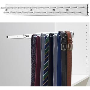 Blulu 1 Pcs 13.8'' Sliding Tie Rack Hanger for Closet, 25 Tie Pull Out Wall Mounted Extending Sturdy Metal Belt Organizer Holder for Men Belt Storage, Sliver
