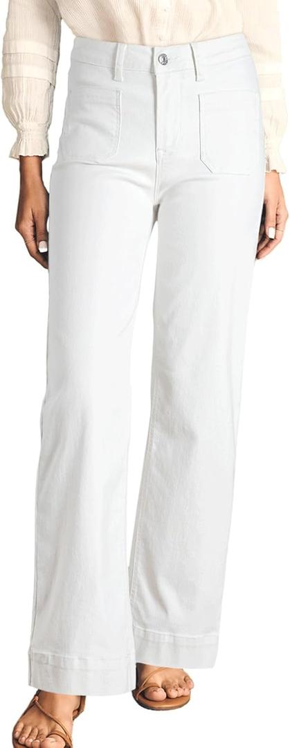 Astylish Women's Wide Leg Jeans High Waisted Stretchy Straight Leg Jeans Loose Trendy Denim Pants with Pocket (12, White)
