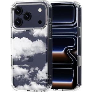 MOSNOVO for iPhone 17 Pro Case | Military Grade 6.6ft Drop Tested | Camera Control | Clear with Cloud Design