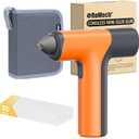 ROMECH Cordless Hot Glue Gun, Auto Dispensing Craft Glue Gun with 30 Pcs Glue Sticks, 3Ah Type-C Rechargeable Glue Gun Kit with Storage Case (Orange)