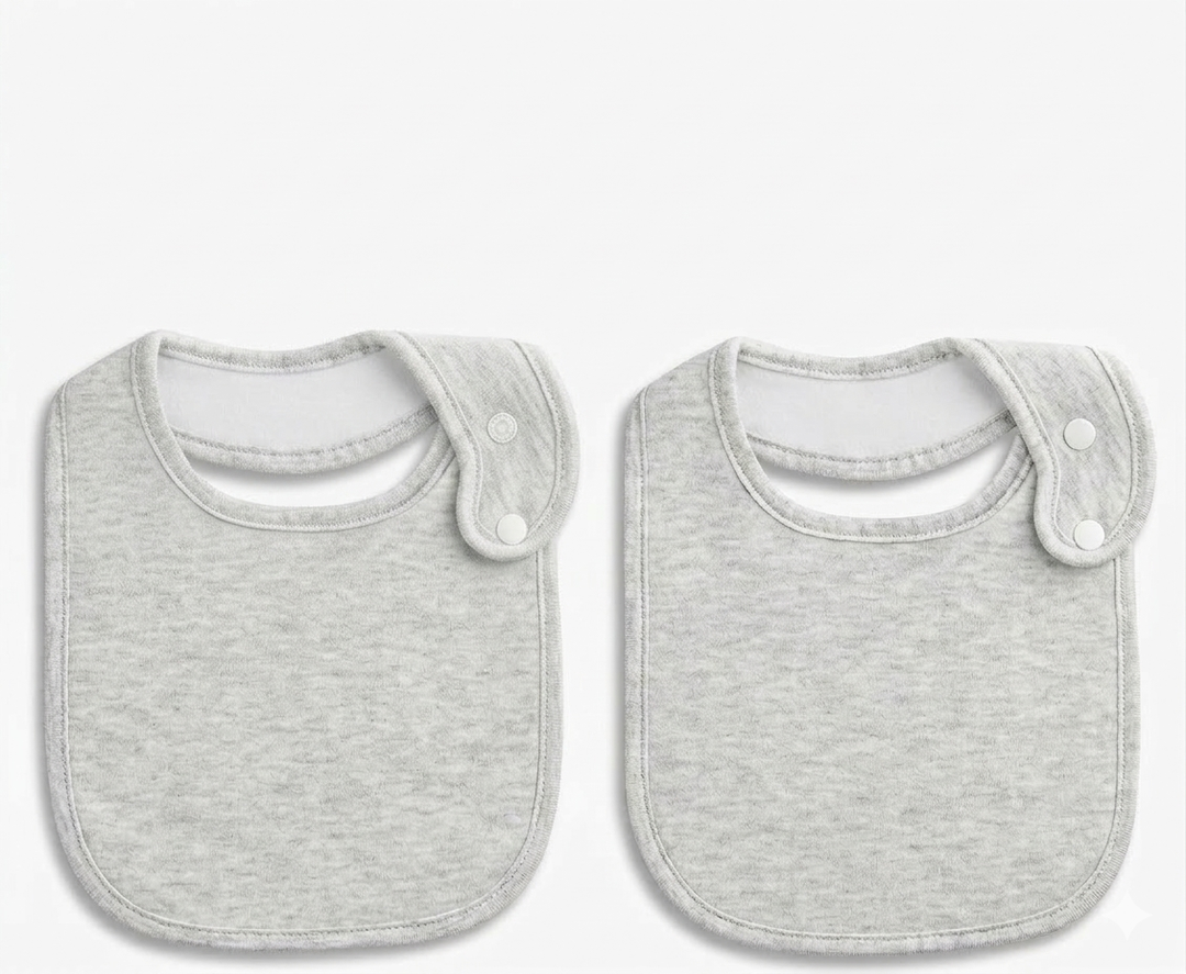 Baby Bibs Soft and Absorbent Organic Cotton Bandana Drool Bibs Set for Boys Girls Newborn 0-36 Months , Gray , 2 Pack