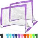 GoSports 4 x 3 ft Portable Soccer Goals for Kids - 13 Colors - Set of 2 Team Tone Pop Up Nets for Backyard (Purple)