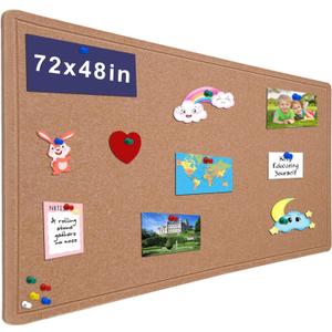 Large Bulletin Board - 72 X 48 inches Decorative Felt Pin Board - 6' x 4' Cork Board Alternative for Wall - Foldable Picture Board Self-Adhesive Prayer Board with 30 Pushpins - Ginger Yellow