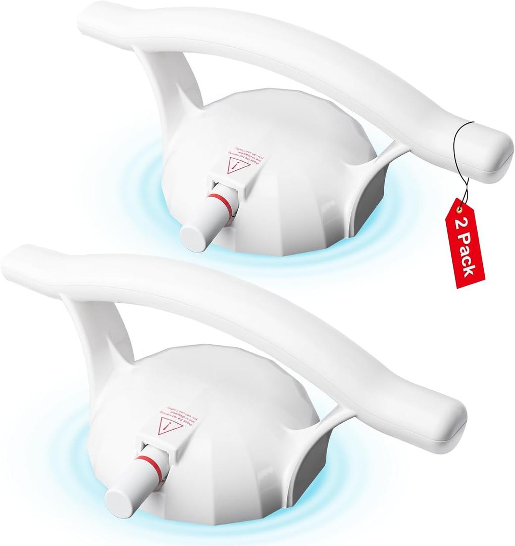 Patented Suction Shower Grab Bars 2-Pack for Seniors, 5.5" Large Suction Cup with Safety Alert Line, Heavy Duty Shower Handle Bathroom Safety Grip for Elderly No Drill Removable (White)