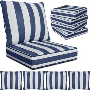 22" x 22" x 6" Outdoor Deep Seat Cushions Set - 4 Set Waterproof & Fade Resistant Patio Furniture Replacement Cushions, Non-Slip Outdoor Cushions Fit Loveseats, Couches, Chairs, and Sofas