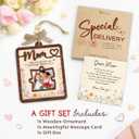 Birthday Gifts for Mom from Daughter Son 4 x 3in Mom Picture Frame Ornament with Puzzle Slot, Wooden Photo Holder for Car Hanging Mothers Day Ideas for Moms, Bonus, Mother-in-Law