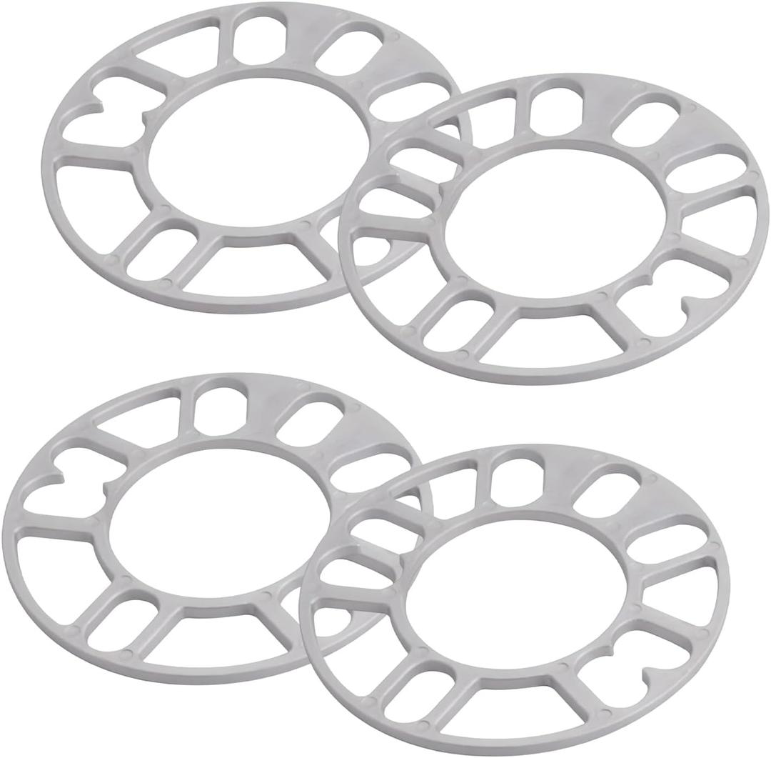 4 PCS Universal Wheel Spacer, 5mm Thicken Steering Wheel Adapter Spacer for Most 4 Lug & 5 Lug, Aluminum Alloy Shims Hubcentric Spacer for 98-120 Multiple Bolts Pattern