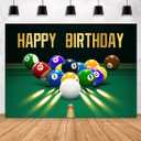 Happy Birthday Backdrop FHZON 5x3ft Snooker Contest Beginning Entertainment Game Photography Background Theme Party Fiesta Banner Table Decor Photo Booth Props 