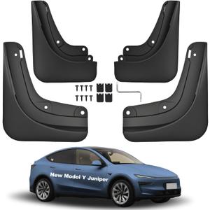 Mud Flaps for 2025 New Tesla Model Y Juniper Accessories No Drilling All-Weather Splash Guards Kits Tire Protector & Vehicle Paint Protection Mud Guard Thicker & Softer Version (Set of 4)
