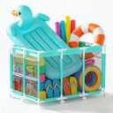 Pool Storage Bin, XXL Large Rolling Mesh Pool Float Storage with 10 Upgraded Wheels, Outdoor Pool Toy Organizer Basket for Noodles, Floats, Goggles & Swimming Accessories, Cyan